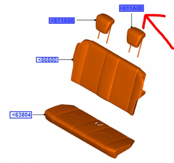 ZAGŁÓWEK SIEDZE TYLNYCH FORD KA Mk2 2008- OE 1582224 _ 9S51-B501A02-BA38C5