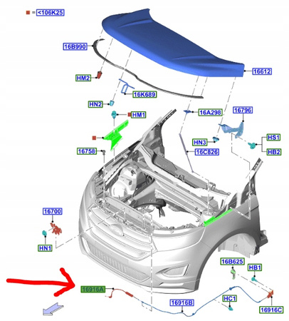 LINKA MASKI FORD EDGE Mk2 2016- 5326678 _ FT4B-16C657-AA
