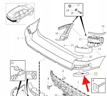 ODBLASK ZDERZAKA LEWY TYŁ VOLVO XC90 2003- OE 30678970