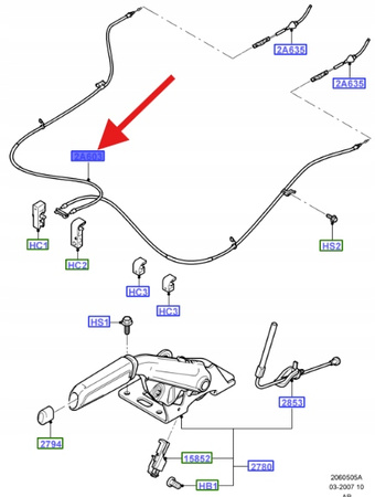 LINKA HAMULCA RĘCZNEGO FORD FOCUS 2004- OE 1707756 _ 3M51-2A603-EC