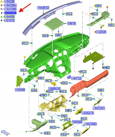 RAMKA ZEGARÓW FORD MUSTANG 2017- 2020 OE 2182247 _ HR3V-63044D70-AB3ZHE