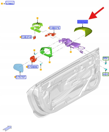 OBUDOWA LUSTERKA LEWA FORD MUSTANG 2015- 2023- 2026271 _ FR3B-17D743-DBPRAA