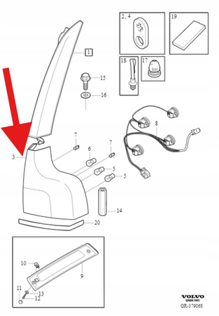 LAMPA TYLNA PRAWA VOLVO XC90 2007- 12 OE 31213382