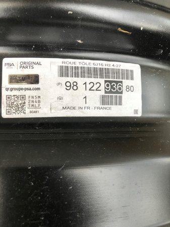 Felga stalowa Citroen OE 6.0" x 16" 4x108 9812293680