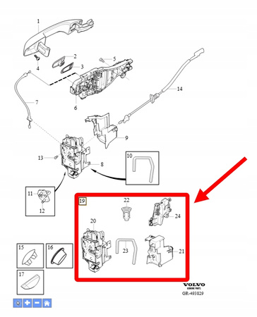 ZESTAW ZAMKA DRZWI LEWY TYŁ VOLVO XC90 2016- OEM/OE 32310872