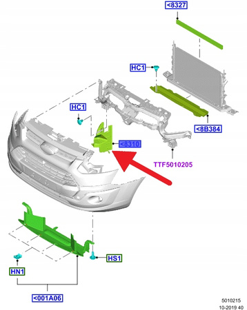 PRAWA KIEROWNICA POWIETRZA TRANSIT CUSTOM 2018- 2202145 _ JK21-V8310-AB