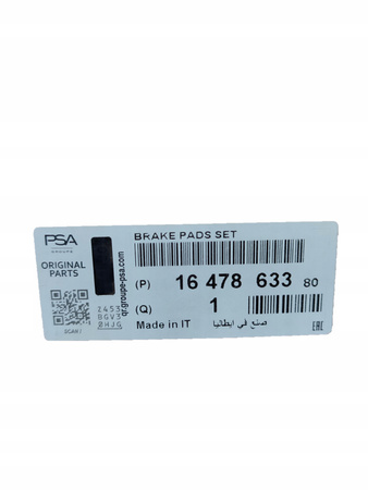 Klocki hamuklcowe przód Peugeot 508 1647863380