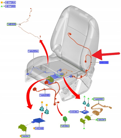 PRZEWÓD FOTELA PRZÓD LEWY TRANSIT CUSTOM 2012- OE 1866271 _ BK21-61802-ED
