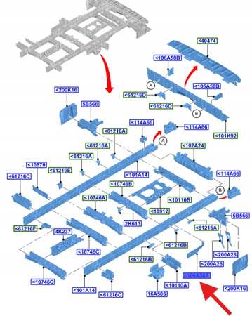 PRAWY WSPORNIK BELKI TYŁ FORD TRANSIT 2014- OE 2553074 _ BK31-10626-AF