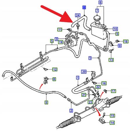 PRZEWÓD WSPOMAGANIA 1.6 FORD ESCORT 1994- 2000 OE 1053473 _ 94AB-3691-AC