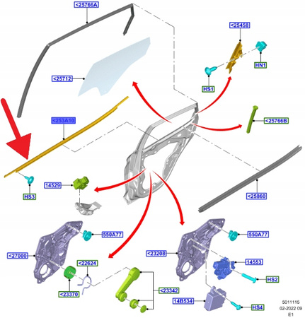 LISTWA PRZYSZYBOWA DRZWI PRAWY TYŁ FIESTA 2017- OE 2338058 _ H1BB-A25604-AG