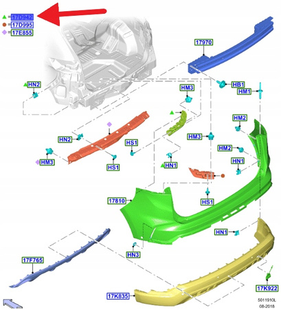 ŚLIZG TYLNEGO ZDERZAKA LEWY FORD EDGE 2018- OE 2411026 _ KT4B-17E851-AE