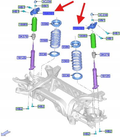 GÓRNE MOCOWANIE AMORTYZATORA TYŁ FORD MUSTANG EDGE 5323025 _ FR3C-18A116-BA