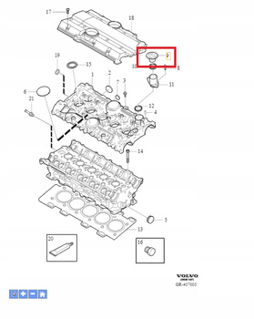 KOREK WLEWU OLEJU B5 B8 VOLVO S60 V60 2011- V40 S80 S40 OE 30677494