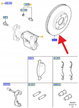 TARCZA HAMULCOWA PRZÓD FORD TRANSIT CONNECT 2002- 1930982 _ ME2T1J-1125-EC