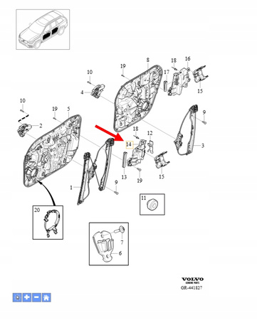 WKŁADKA DO ZAMKA DRZWI LEWY PRZÓD VOLVO XC90 2016- OEM/OE 31484041