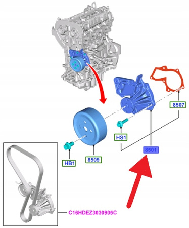 POMPA WODY ZETEC DURATEC ECOBOOST FORD OE 1778516 _ 7S7G-8591-A2C