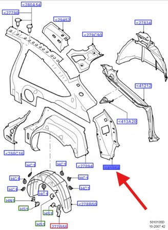 PRZEDŁUŻENIE SŁUPKA D PRAWY TYŁ FOCUS 2004- 08 OE 1328776 _ 4M51-A41054-AD