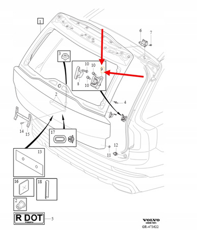 LEWY ODBÓJ KLAPY BAGAŻNIKA VOLVO XC90 2016- OEM/OE 31457732