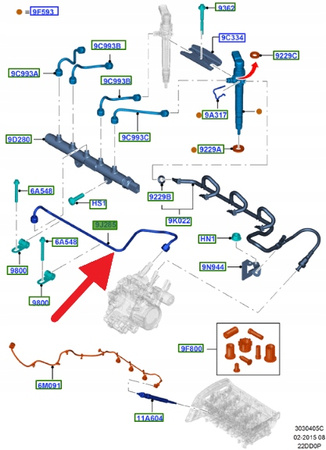 RURA WTRYSKU PALIWA 2.2L TDCI TRANSIT CUSTOM 12- OE 2073159 _ BK2Q-9J323-AD