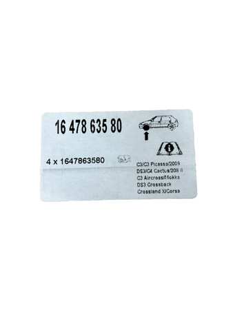 Zestaw klocków hamulcowych, hamulce tarczowe OE 16 478 635 80