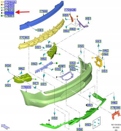 DYFUZOR TYŁ FORD MUSTANG MK6 2017- OE 2169273 _ JR3B-17F954-AC5YZ9
