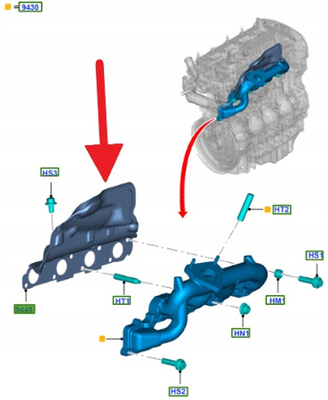 USZCZELKA KOLEKTORA WYDECHOWEGO 2.2 TDCi TRANSIT 1783522 _ BK2Q-9448-BA