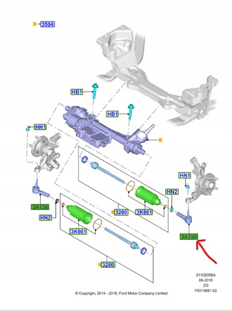 KOŃCÓWKA DRĄŻKA KIEROWNICZEGO FORD MUSTANG Mk6 _ 5298124 _ FR3C-3289-AC