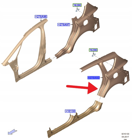 BŁOTNIK TYLNY PRAWY FORD GALAXY Mk4 2015- OE 1924866 _ EM2B-U278A92-AE