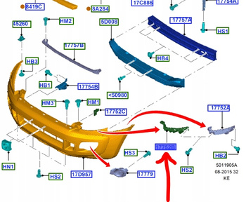 ŚLIZG POD LAMPĘ LEWY FORD RANGER Mk5 2011- OE 1724289 _ AB39-17753-AB