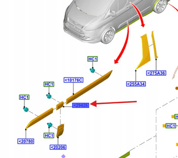 LISTWA ŚRODKOWA LEWA FORD TRANSIT CUSTOM 2018- 2288644 _ BK21-V29427-AE5YZ9