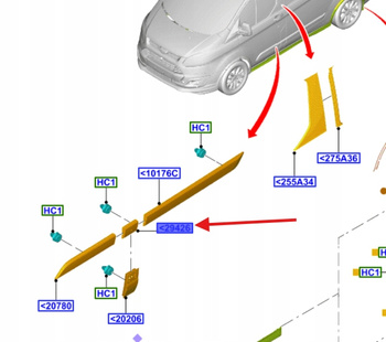 LISTWA ŚRODKOWA LEWA FORD TRANSIT CUSTOM 2019- 2288644 _ BK21-V29427-AE5YZ9