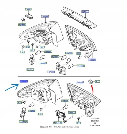 ŚWIATŁO TYLNE ZEWNĘTRZNE PRAWE FORD FORD MONDEO 10- 1767491 _ BS71-13404-AE