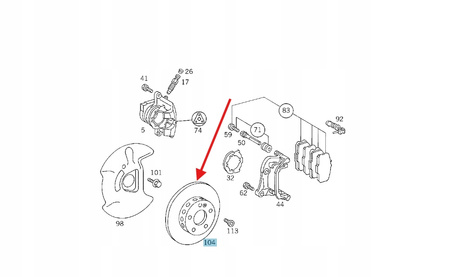 TARCZA HAMULCOWA PRZÓD MERCEDES C W202 OE A2024210912