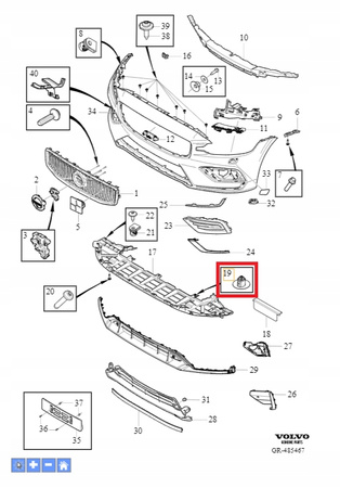 Spinka osłony zderzaka S60, V60, XC60 OE 30763619