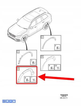 POSZERZENIE DOKŁADKA BŁOTNIKA PRAWY PRZÓD VOLVO XC90 2016- OEM/OE 31439094