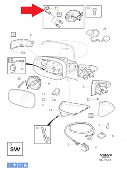 PODGRZEWACZ LUSTERKA BLIS PRAWY VOLVO S60 V70 S80 2007- XC60 OE 31385995