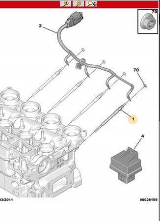 Świeca żarowa Citroen C3 OE 1610429280