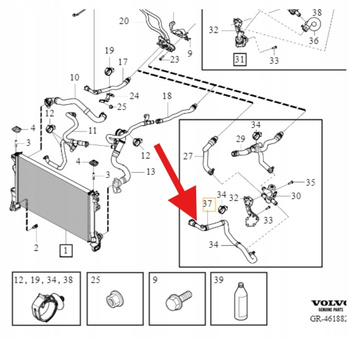 PRZEWÓD WODNY NAGRZEWNICY 2.0 B4 VOLVO S90 V90 2017- XC90 XC60 OE 31338301