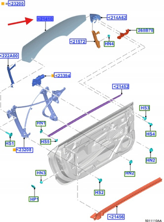SZYBA PRAWA FORD MUSTANG COUPE 2015- 2023- 2707157 _ JR3B-6321410-AB