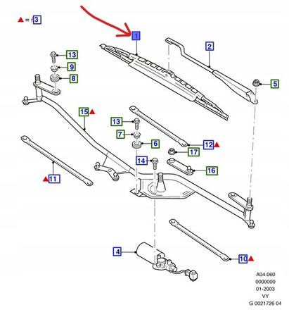 PIÓRO WYCIERACZKI PRAWY PRZÓD FORD GALAXY Mk2_1373656_1M21-17528-AC