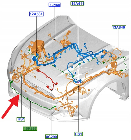 WIĄZKA CZUJNIKÓW ZDERZENIOWYCH MUSTANG 2015- 17 OE 1913655 _ FR3T-15K867-AA