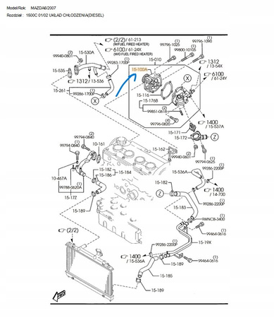 Obudowa pompy wody - Mazda 3 BK Mazda 6 GH GG_RF2A15100C