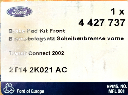 KLOCKI HAMULCOWE PRZÓD FORD TRANSIT CONNECT 2002-2013 _4427737_2T14-2K021-AC