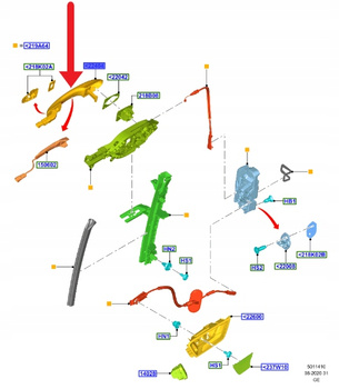 KLAMKA DRZWI PRZÓD L P FORD FOCUS 2018- OE 2377825 _ JX7B-22404-BAXWAA