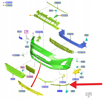 LISTWA ZDERZAKA PRAWY PRZÓD FOCUS 2018- OE 2290466 _ JX7B-17626-A1C