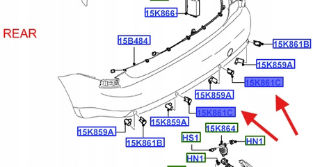 KOSZYK CZUJNIKA PARKOWANIA TYŁ FORD FOCUS KUGA 4489180 _ 1X43-15K870-AA