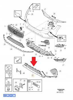 ATRAPA KRATKA ZDERZAKA PRZÓD VOLVO XC60 2018- OE 32234959