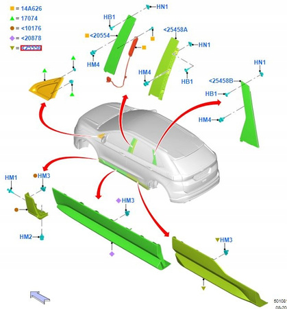 LISTWA NAKŁADKA DRZWI TYŁ PRAWA FORD EDGE 16- 2554669 _FT4B-R254A76-AE5YZ9 