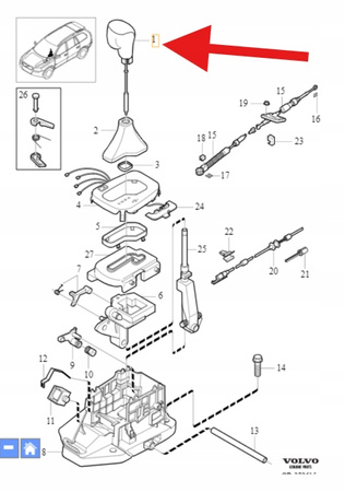 GAŁKA ZMIANY BIEGÓW AUTOMAT R-DESIGN VOLVO XC90 2003- OE 31256390